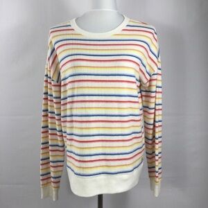 MNY Marc New York Performance Multi Color Rainbow Striped Sweater Size L